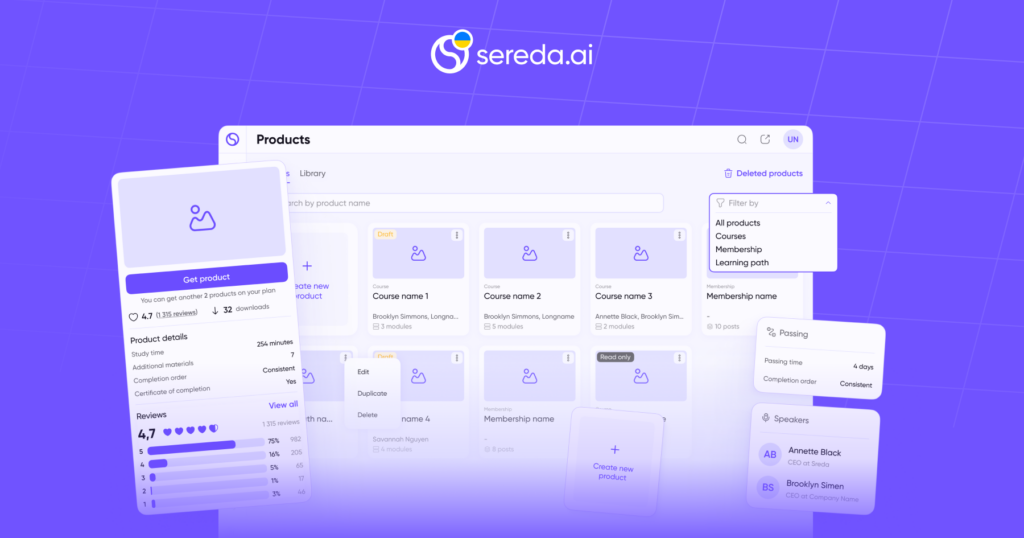 Interfaz de LMS de Sereda.ai: Cómo debe ser una plataforma de formación para empleados